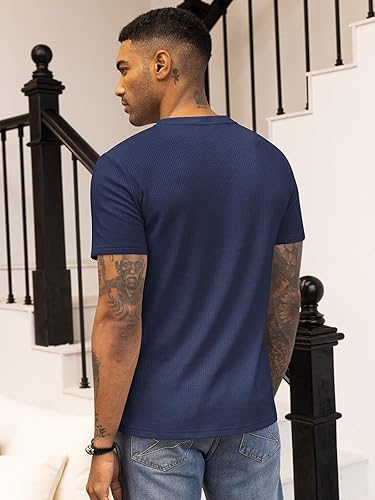 Pack of 4 WAFFLE KNIT HENLEY T-Shirts