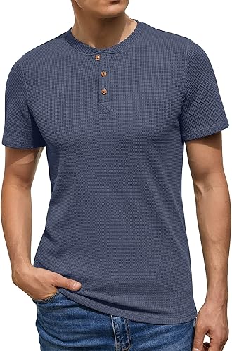 Pack of 4 WAFFLE KNIT HENLEY T-Shirts