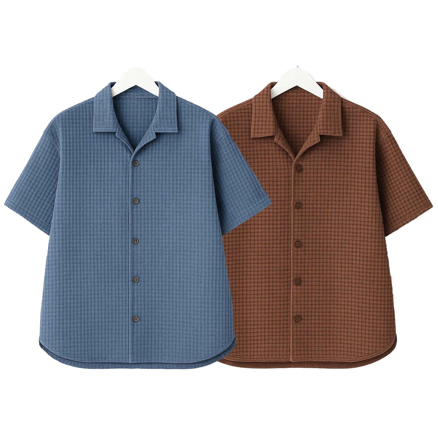 Pack of 2 Waffle Cuben Collar ( Steel Blue & Brown )