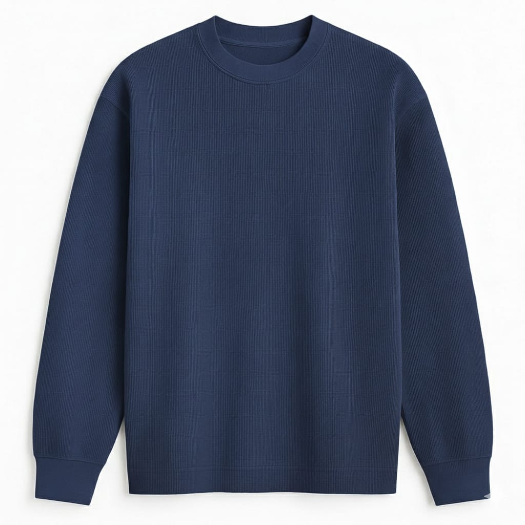 NAVY BLUE Waffle Knit SweatShirt
