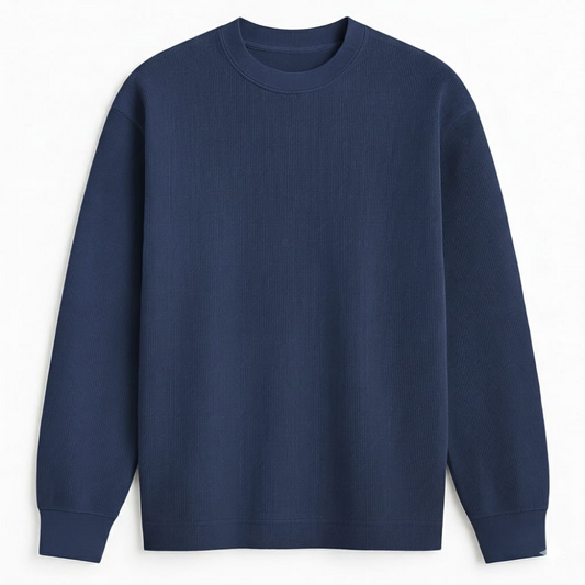 NAVY BLUE Waffle Knit SweatShirt