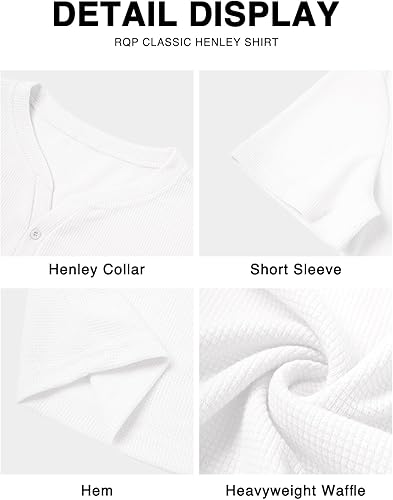 White WAFFLE KNIT HENLEY T-Shirts