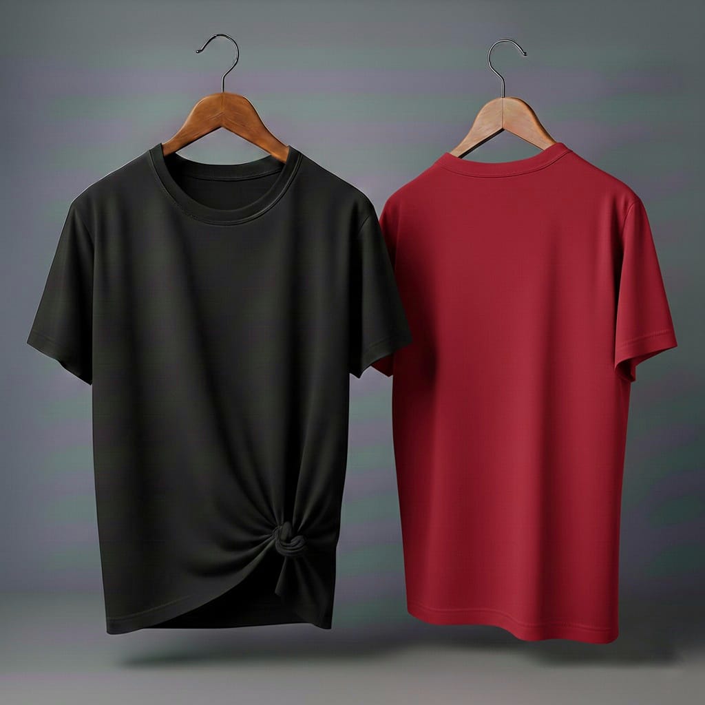 Drop Shoulder Pack of Two (Black & Red)