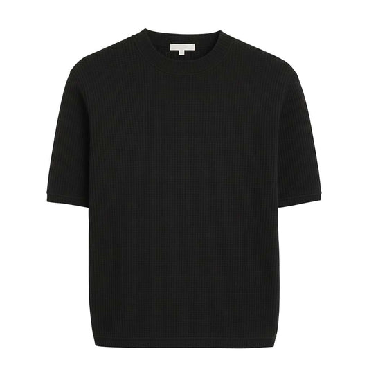 BLACK WAFFLE KNIT T-Shirt