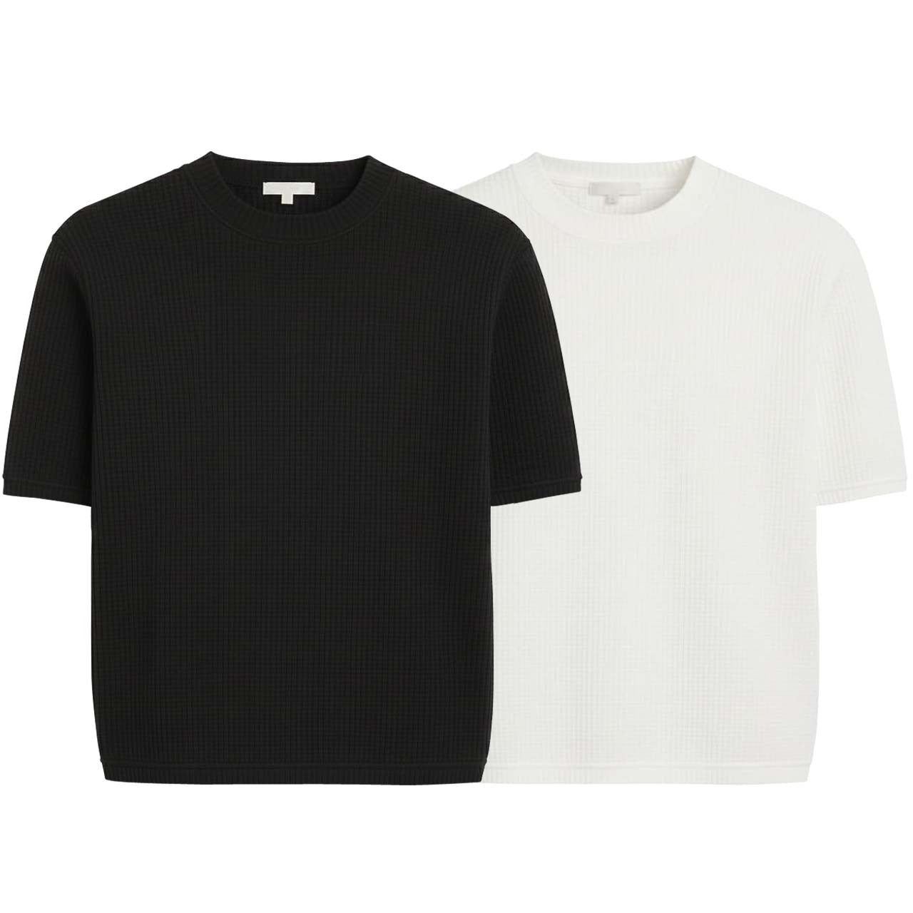 Pack of 2 WAFFLE KNIT T-Shirts ( BLACK & WHITE )