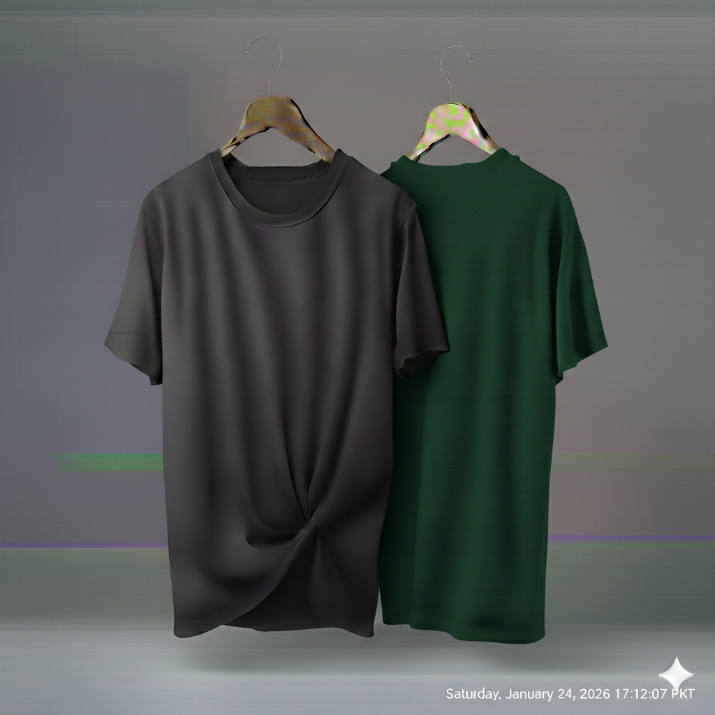 Drop Shoulder Pack of Two (Dark Gray & Bottle Green)