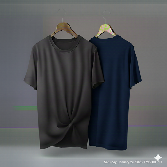 Drop Shoulder Pack of Two (Dark Gray & Navy Blue)