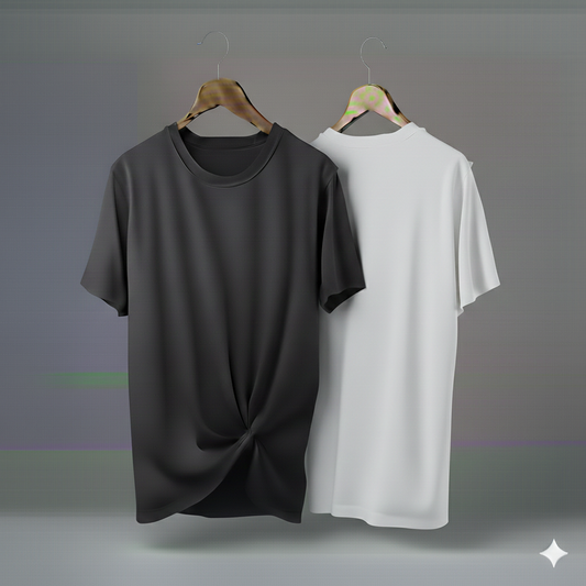 Drop Shoulder Pack of Two (Dark Gray & White)