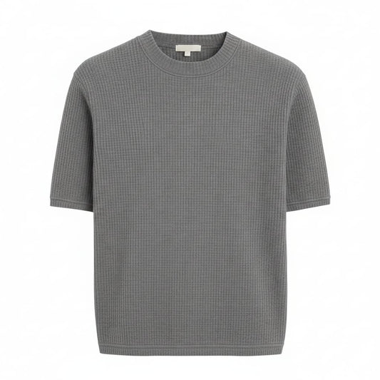 GREY WAFFLE KNIT T-Shirt