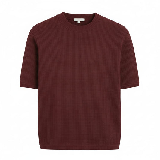MAROON WAFFLE KNIT T-Shirt