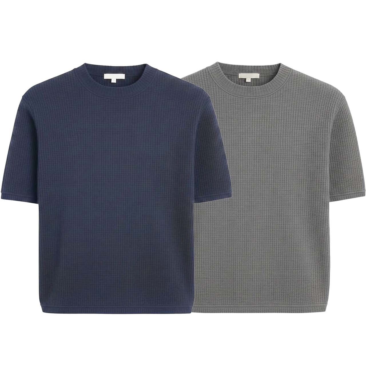 Pack of 2 WAFFLE KNIT T-Shirts ( NAVY & GREY )