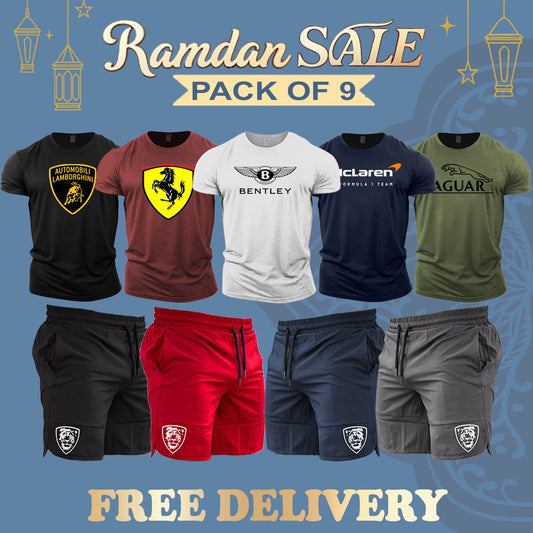 Pack of 9 Cars (T-Shirts + Shorts )