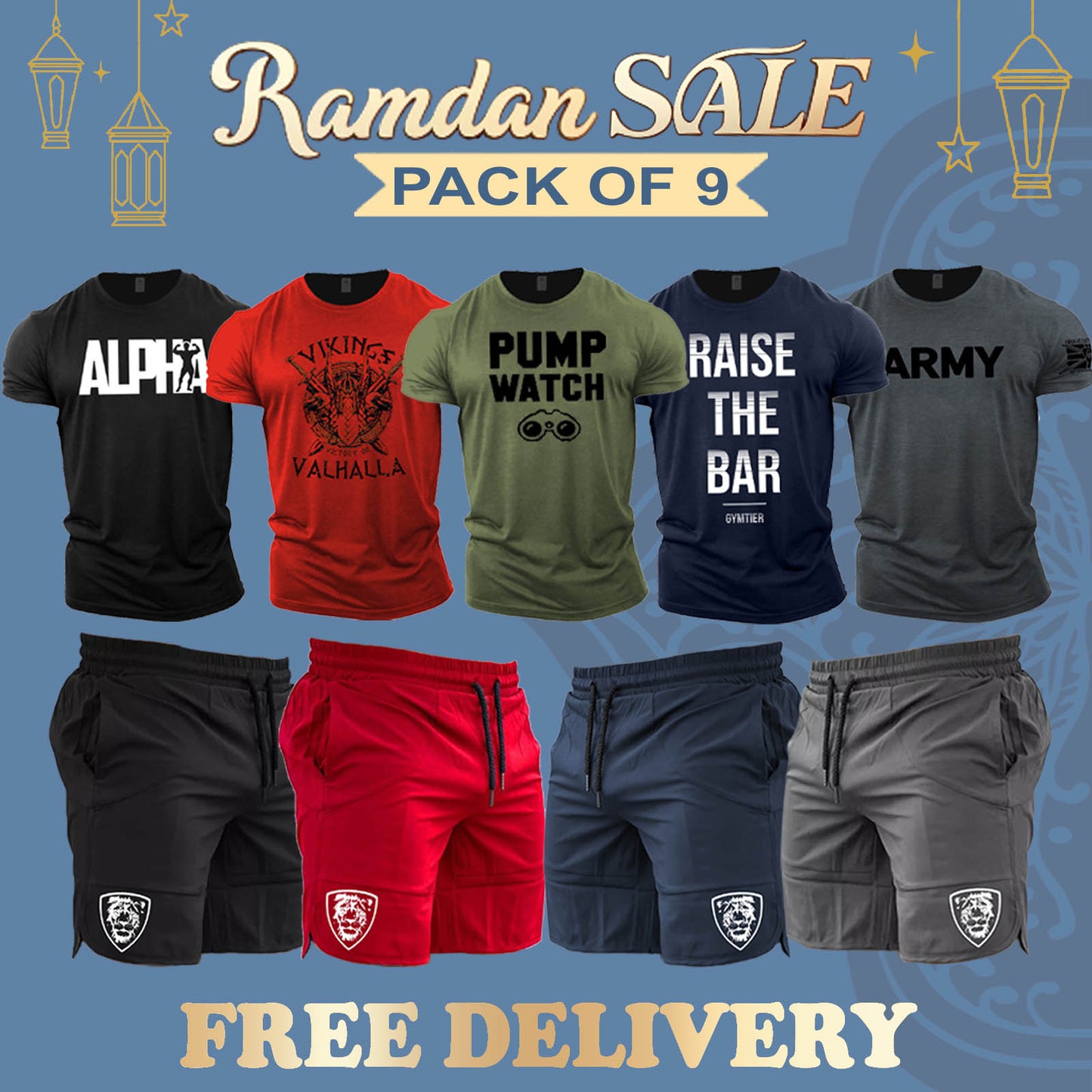 Pack of 9 Half Sleeves T-Shirts + Shorts ( Puma Watch )