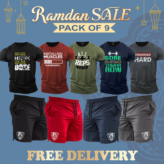 Pack of 9 Gyming (T-Shirts + Shorts )