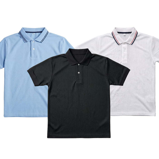 Pack of 3 Polo T-Shirts ( White, Black & Sky-Blue )