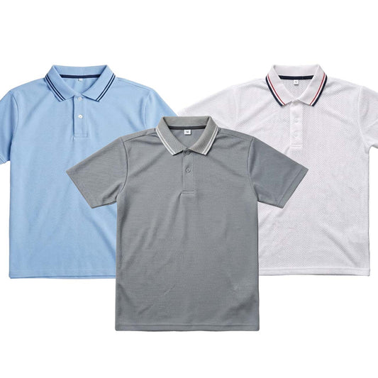 Pack of 3 Polo T-Shirts ( White, Grey & Sky-Blue )