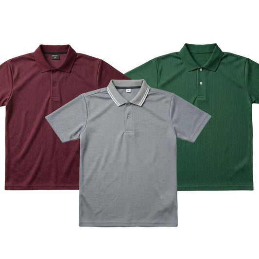 Pack of 3 Polo T-Shirts ( Grey, Mahroon & Green )