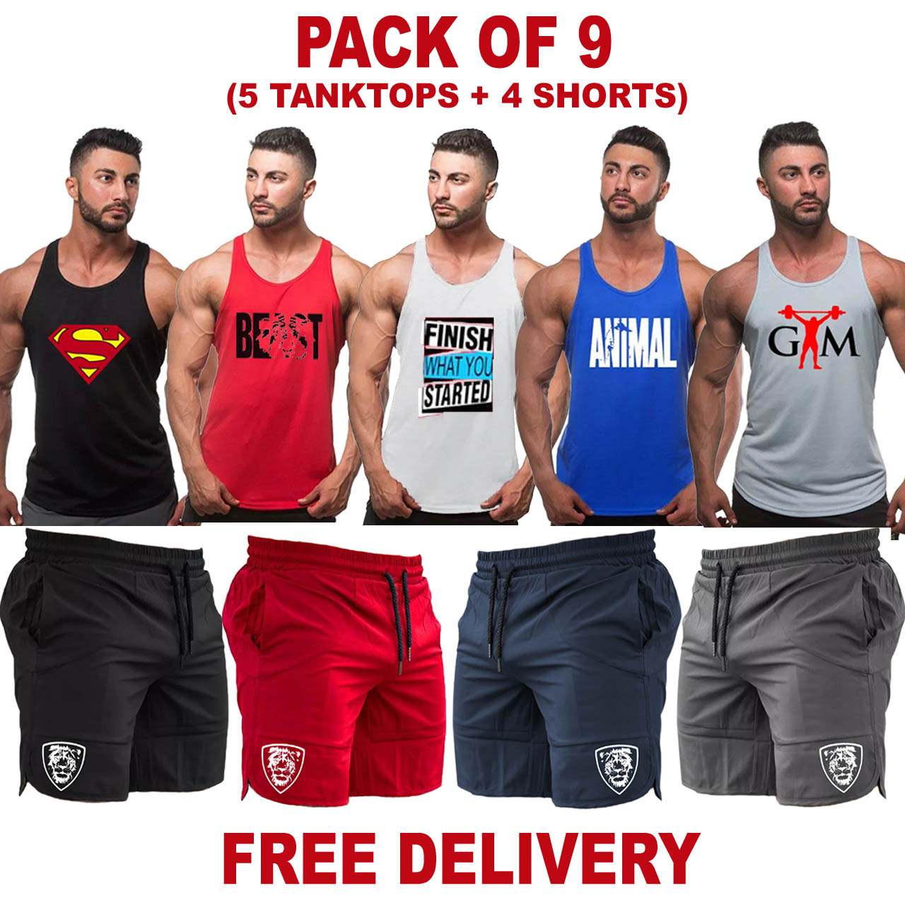 Pack of 9 Pieces (TankTops + Shorts)